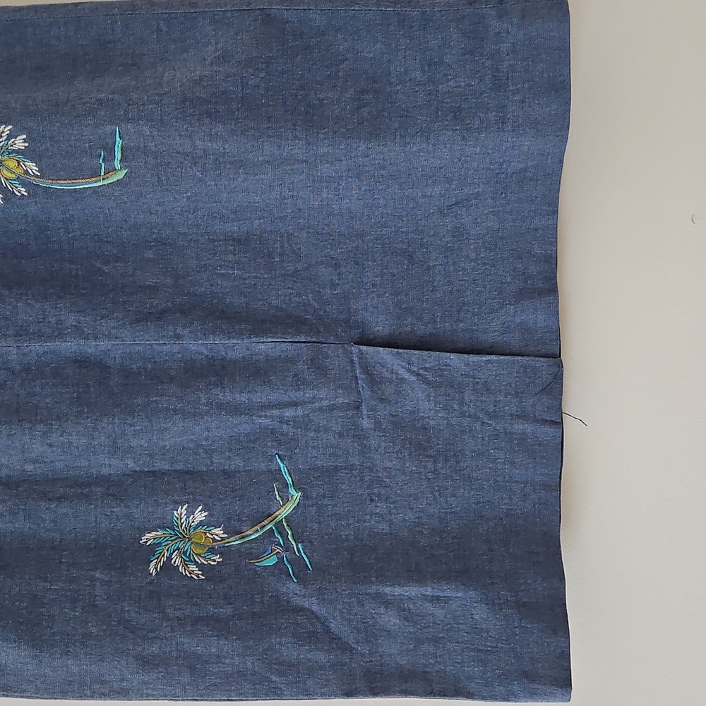 Kenji Sleeveless Chambray Midi Dress With Embroidered Palm Trees Size 6 - Picture 7 of 15
